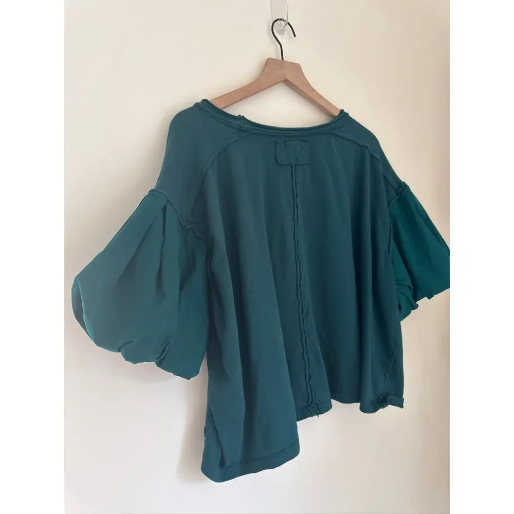 We The Free Blossom Tee 100% Cotton Puff Sleeve Top - Medium - Picture 6 of 8